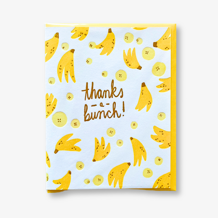 Thanks A Bunch Thank You Card, a greeting card covered in bananas and the words 