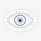 Evil Eye Sticker, a white sticker with a blue evil eye.