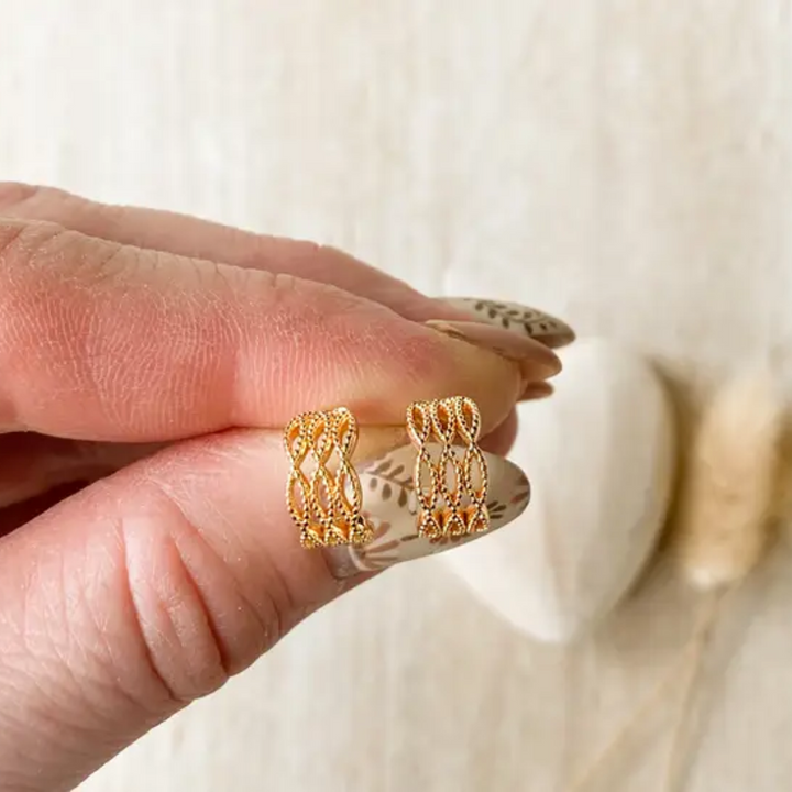Gold Weave Hoops