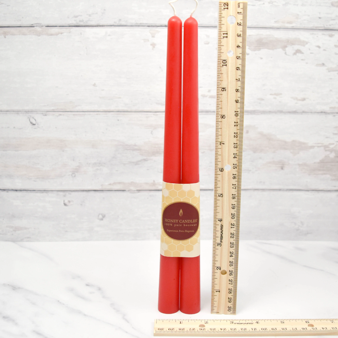 Red Beeswax 12" Tapers (2-pack)