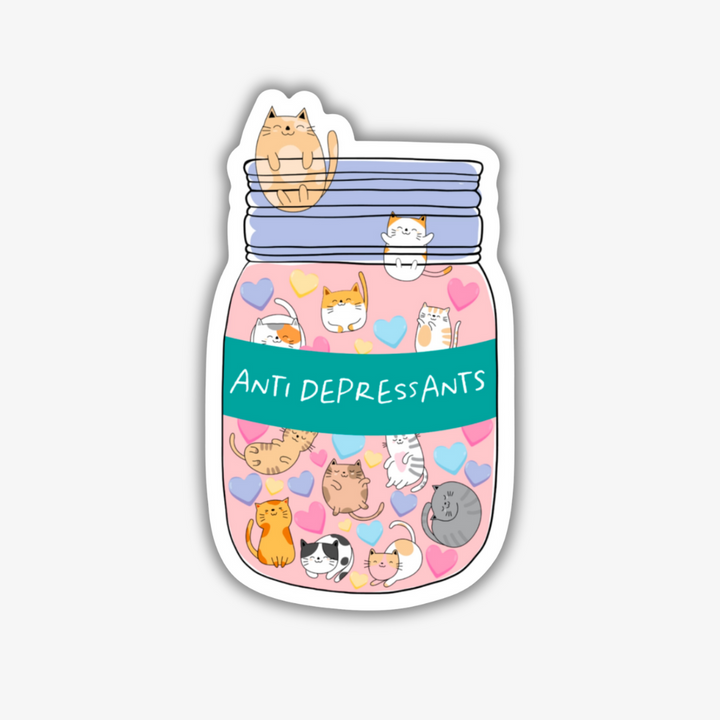 Cat Anti Depressants Vinyl Sticker