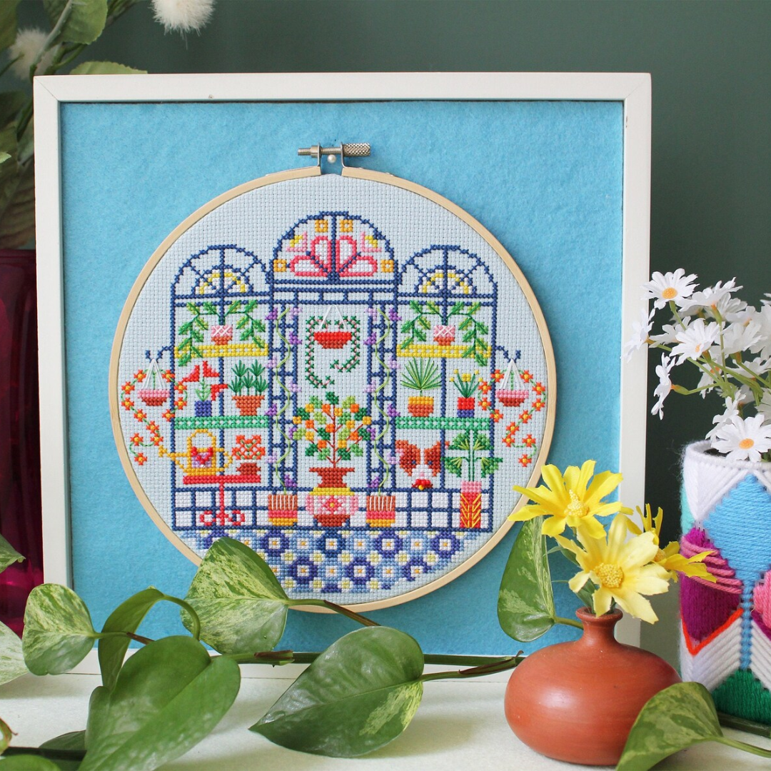 Glorias Greenhouse Cross Stitch Kit
