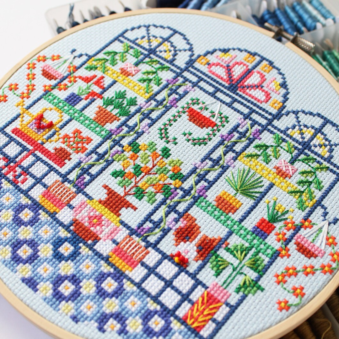 Glorias Greenhouse Cross Stitch Kit