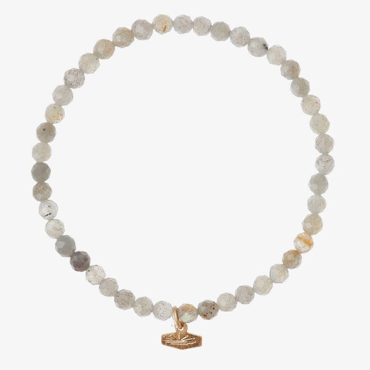 Mini Faceted Stone Stacking Bracelet / Labradorite & Gold