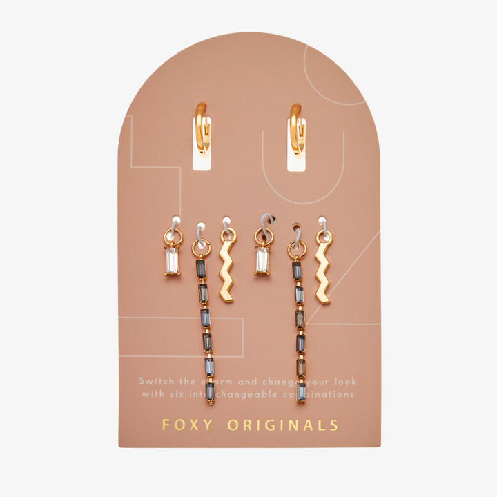 Gold Zig Zag Charm Mix and Match Earrings