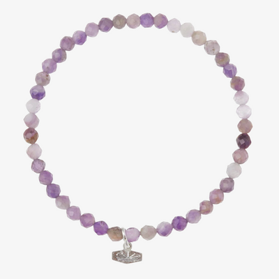 Mini Faceted Stone Stacking Bracelet / Amethyst & Silver