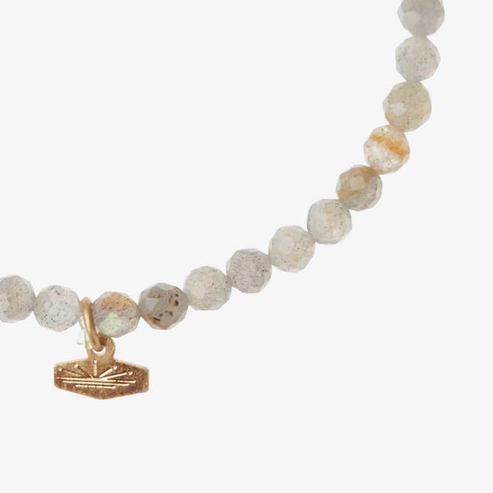 Mini Faceted Stone Stacking Bracelet / Labradorite & Gold