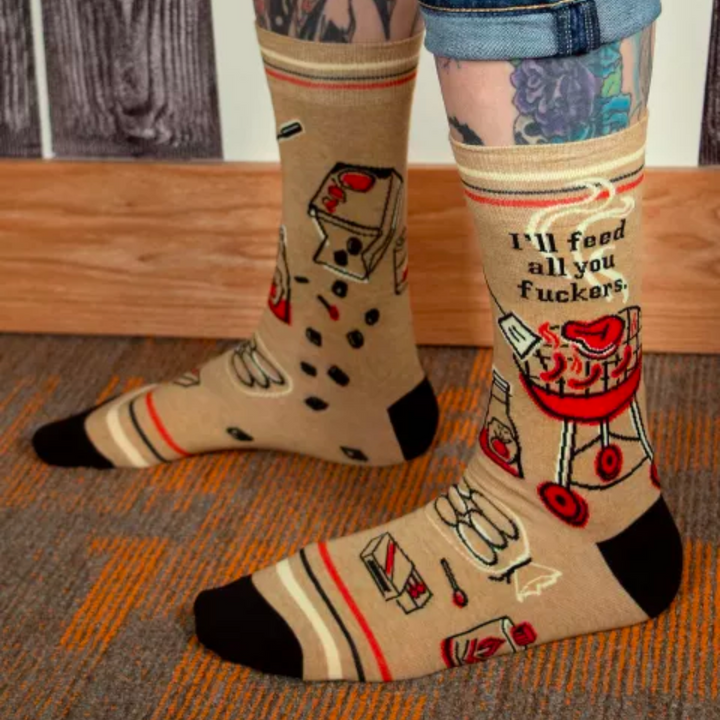 Feed All You Mens Socks Men's shoe size 7-12 on model