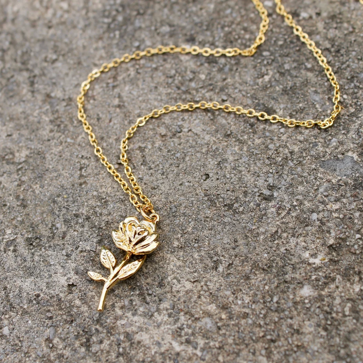 Rose with Stem Necklace