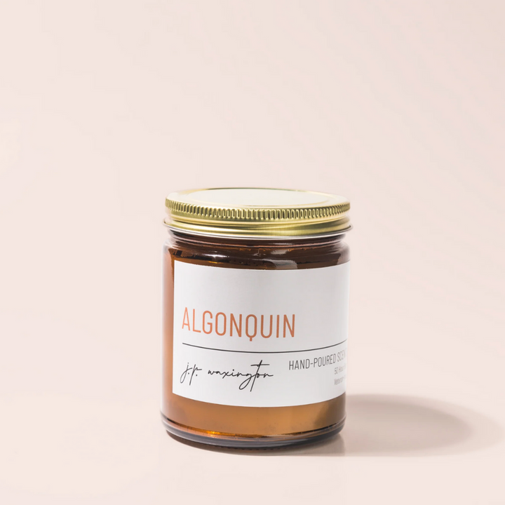 The Algonquin Candle is hand poured and contain simple ingredients - pure ethically produced North American grown soy wax, paraben and phthalate-free, self-trimming cotton wick, and fine fragrance oils.