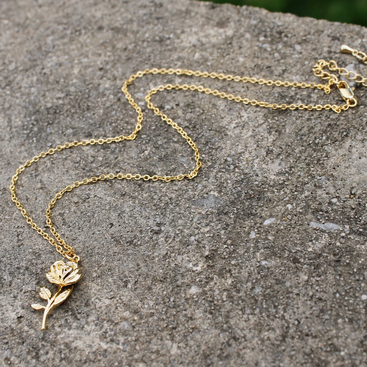Rose with Stem Necklace