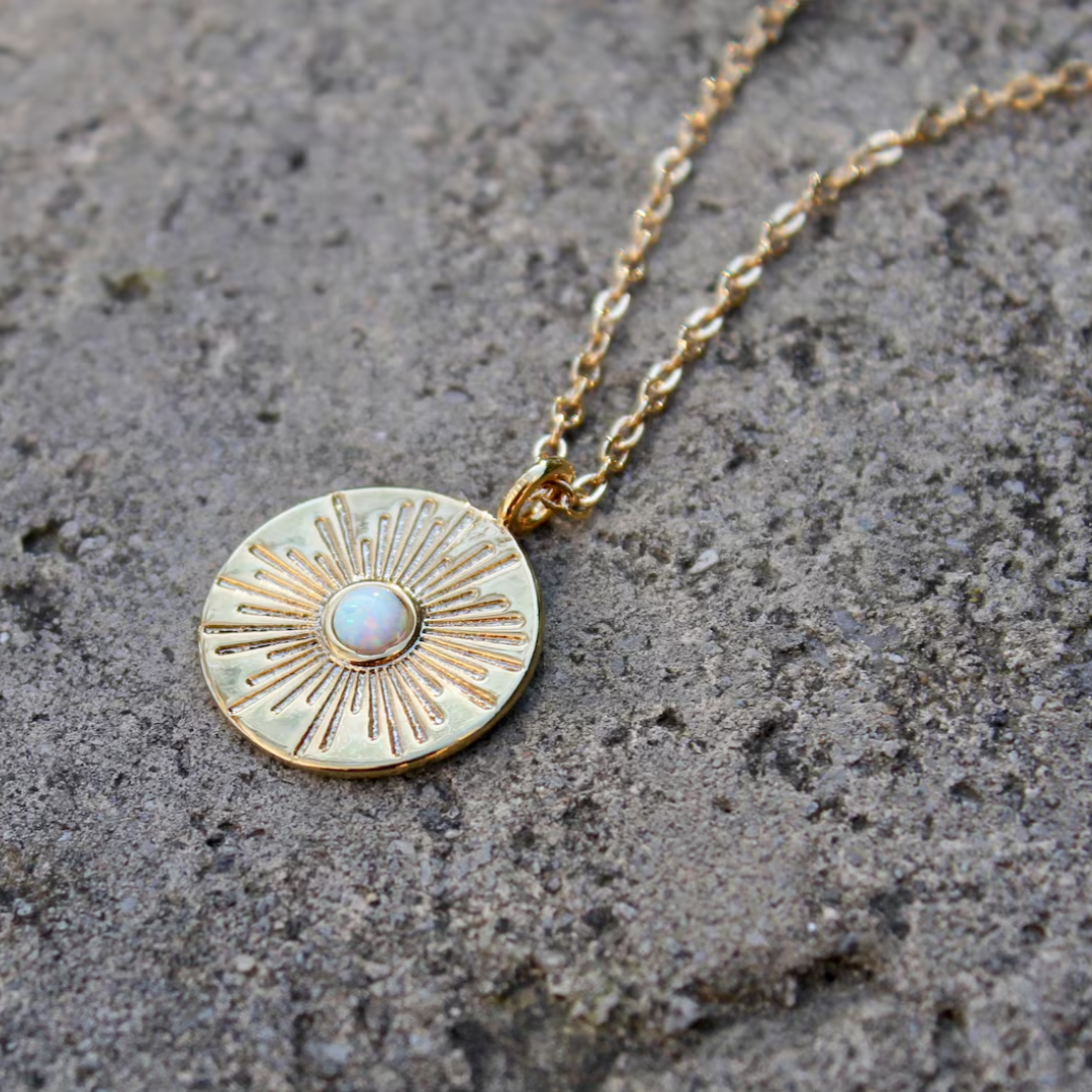 Opal Disc Necklace