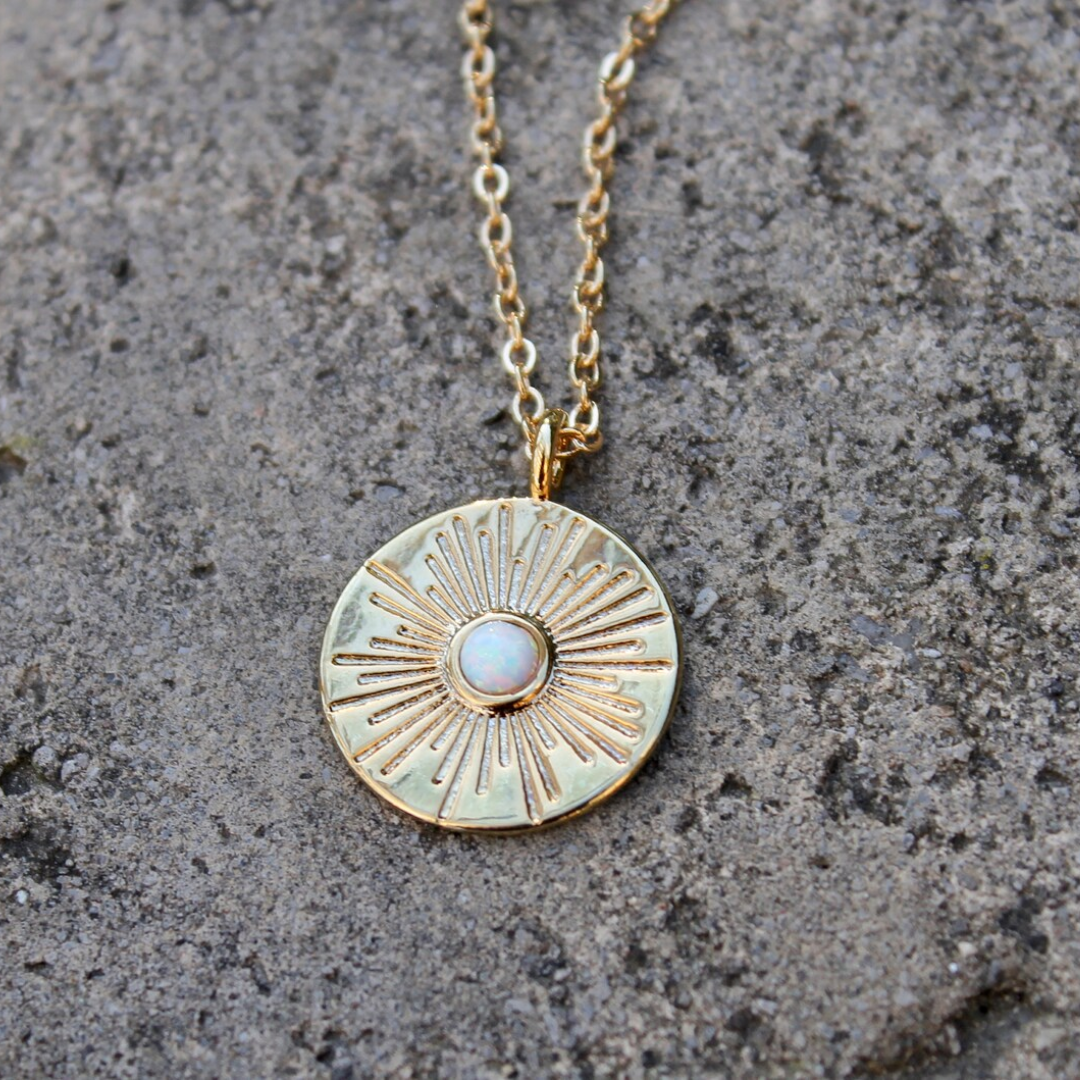 Opal Disc Necklace