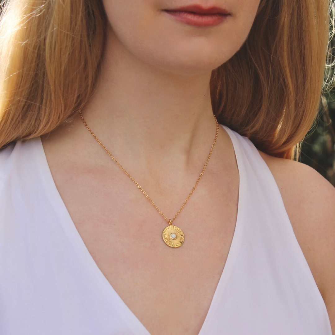 Opal Disc Necklace