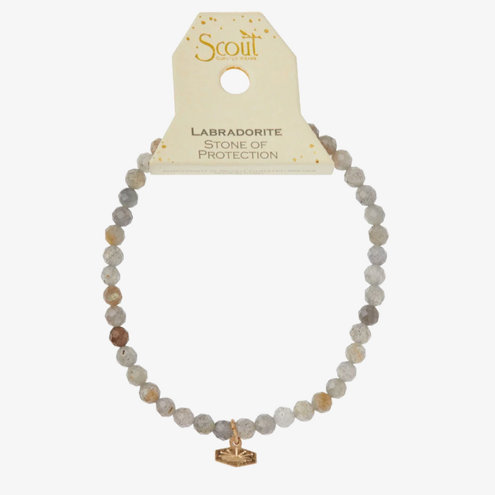 Mini Faceted Stone Stacking Bracelet / Labradorite & Gold