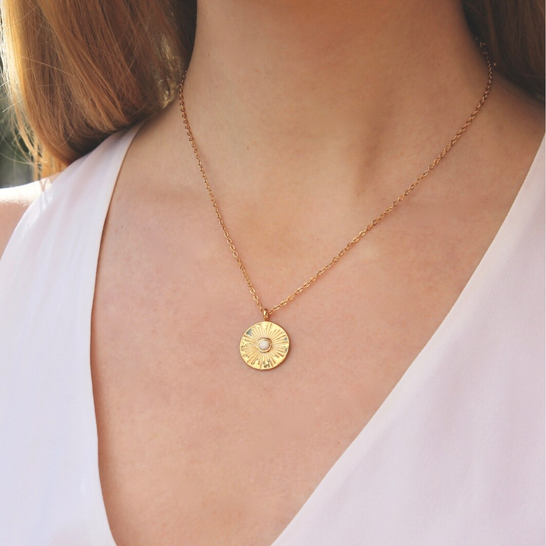 Opal Disc Necklace