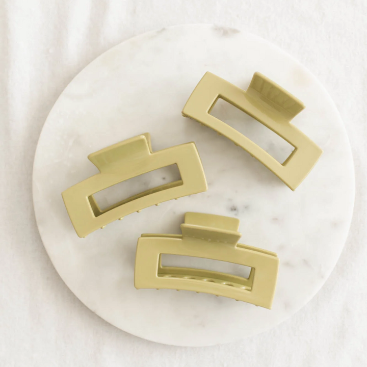 Green Apple Pop! of Colour Clip in large, a khaki green claw clip perfect for any hair accessories.