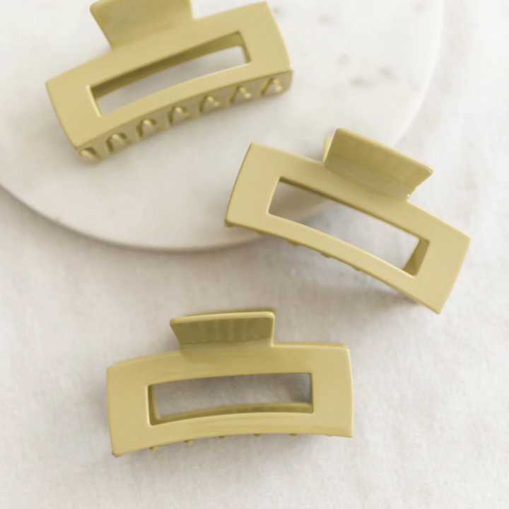 Green Apple Pop! of Colour Clip in large, a khaki green claw clip perfect for any hair accessories.