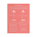 A coral pink instruction sheet titled 'PUNCHING THE CANVAS' with step-by-step diagrams and text for punching a needle in a canvas fabric, shown on a white background.