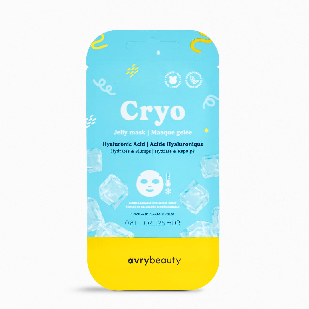 Avry Beauty Cryo jelly mask packaging on a white background