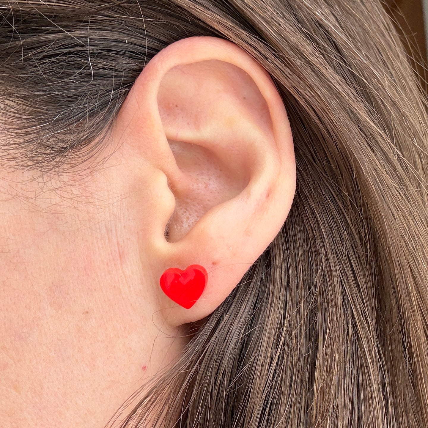 Red Heart Stud Earrings