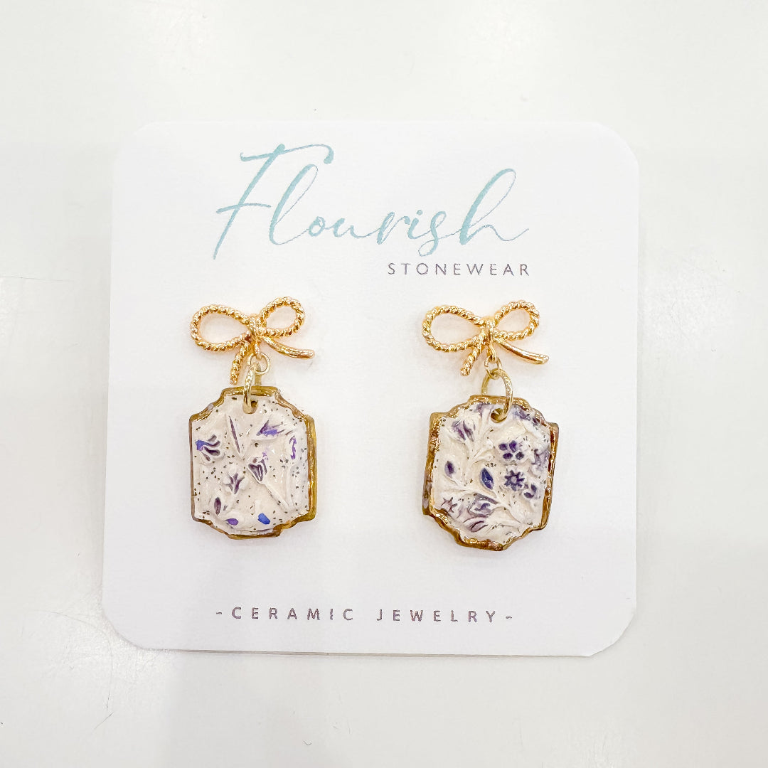 Blue Lace Bow Dangles