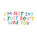 Colorful text sticker with humorous message on a white background