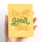 A card with a yellow background and the text 