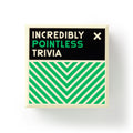 Trivia game box with green and black design on a white background