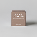 Small box labeled 'Sans Odèur' by Klima on a gray background