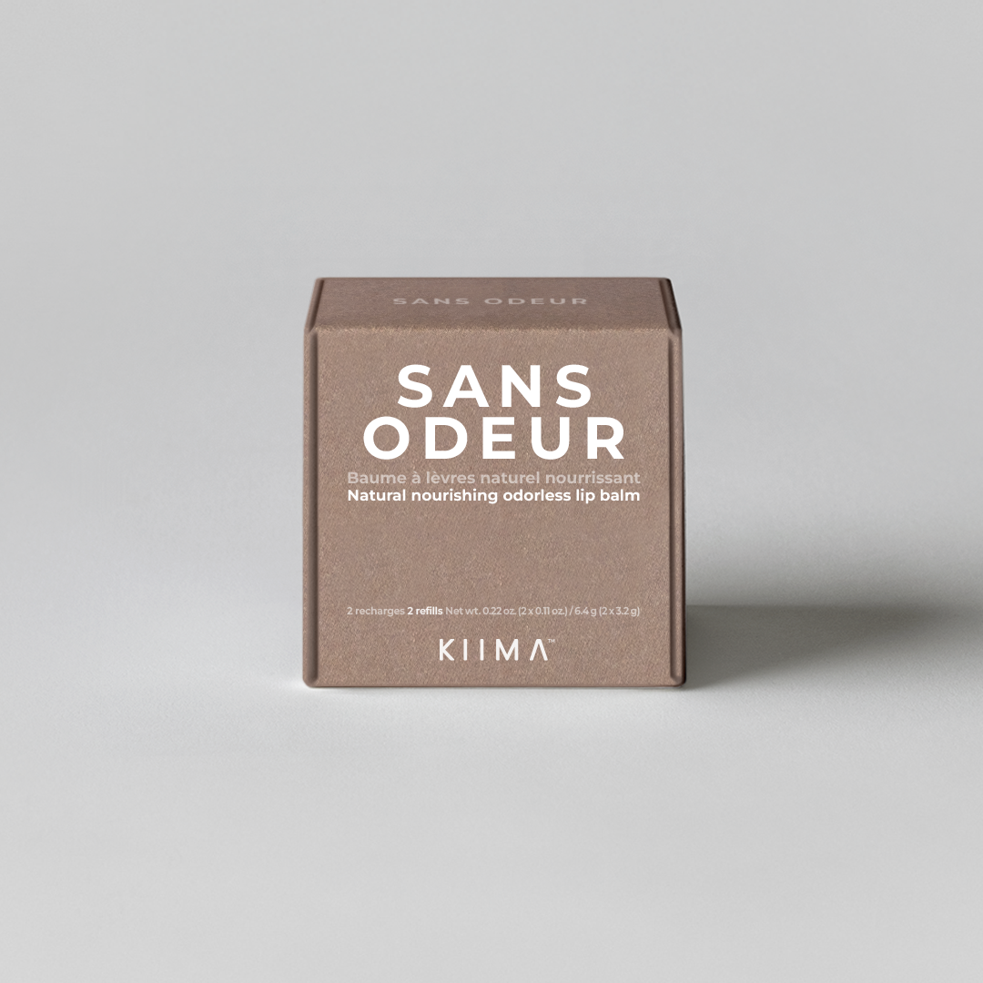 Small box labeled 'Sans Odèur' by Klima on a gray background