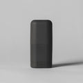 Black cylindrical container on a gray background