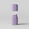 Two purple roller bottles on a light gray background