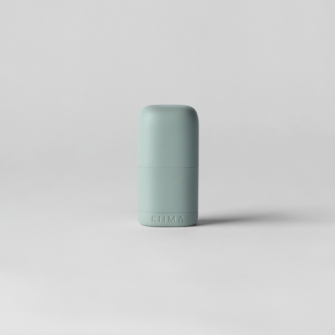 Cylindrical light blue object on a white background