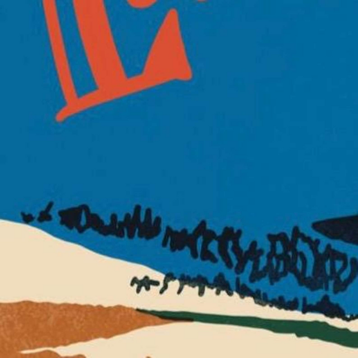 A vintage-style art print depicting a snow-covered cabin in a mountainous landscape under a blue sky, with the text 'The Laurentiens' in orange script at the top. This regional art print could be of interest to those in Ottawa, Ontario, Canada.