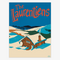 A vintage-style art print depicting a snow-covered cabin in a mountainous landscape under a blue sky, with the text 'The Laurentiens' in orange script at the top. This regional art print could be of interest to those in Ottawa, Ontario, Canada.