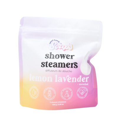 Pack of shower steamers with a gradient design on a white background