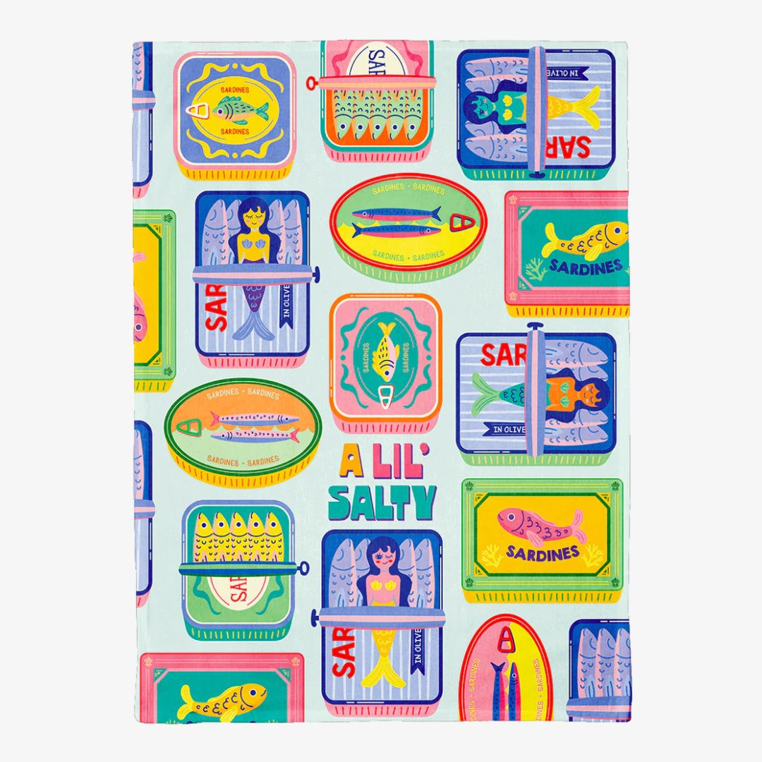 Colorful patterned book cover with various illustrations and text on a white background