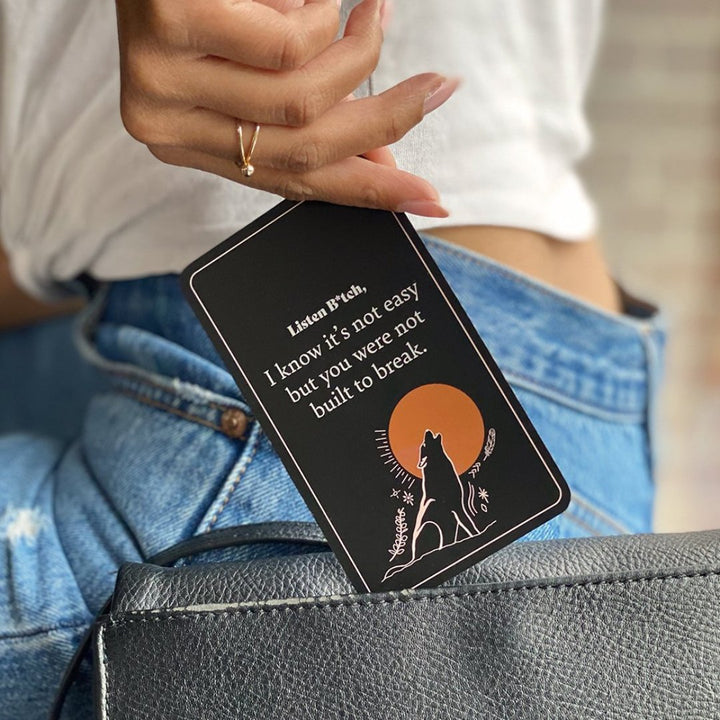 A box of affirmation cards titled 