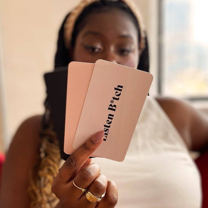 A box of affirmation cards titled 