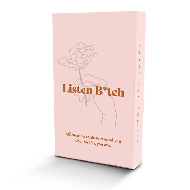 A box of affirmation cards titled 