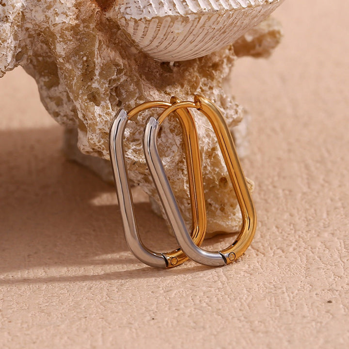 Long Oval Two-Tone Hoops