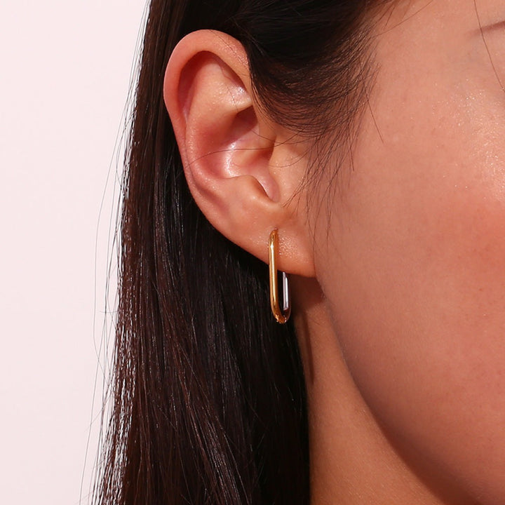 Long Oval Two-Tone Hoops