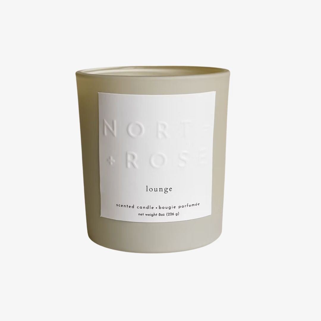 Candle with a label on a white background