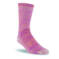 Purple and pink striped sock on a white background