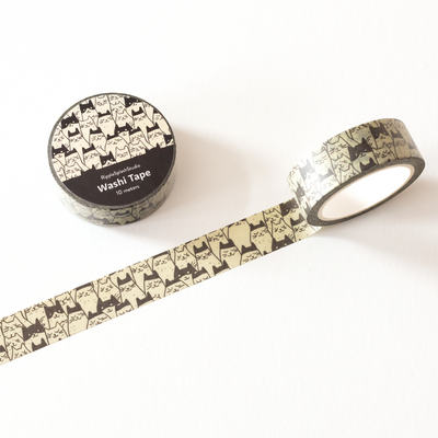Washi tape with black and white pattern on a white background