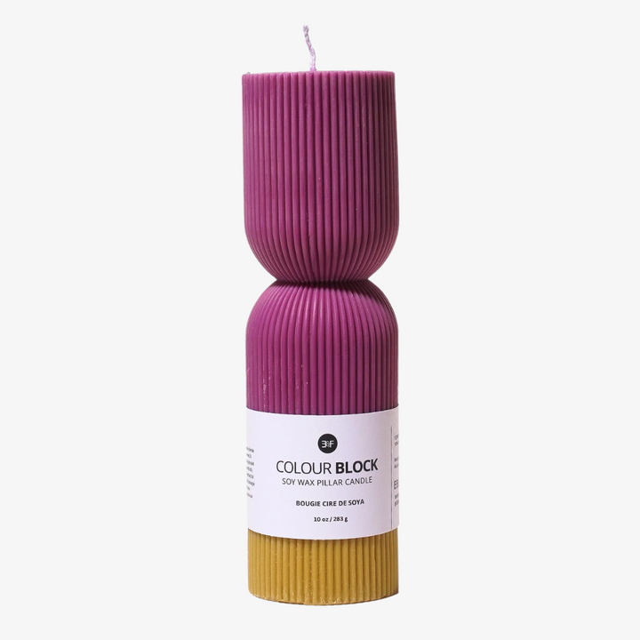 Mulberry & Gold Colour Block Pillar Candle