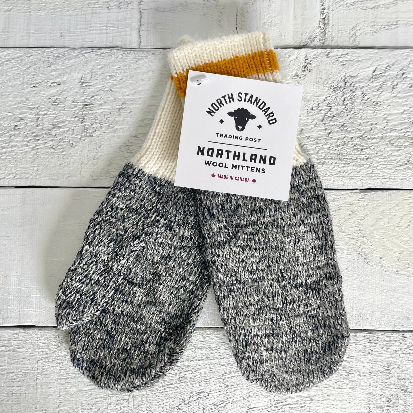 Northland Mittens - Charcoal with Mustard Stripe