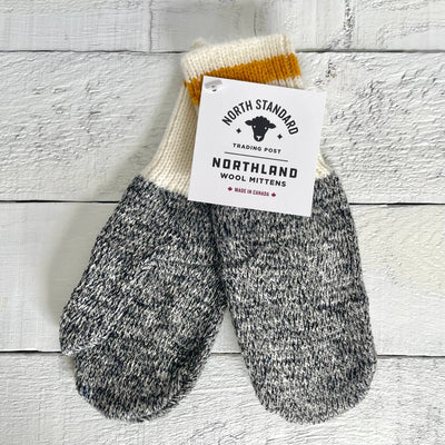 Northland Mittens - Charcoal with Mustard Stripe