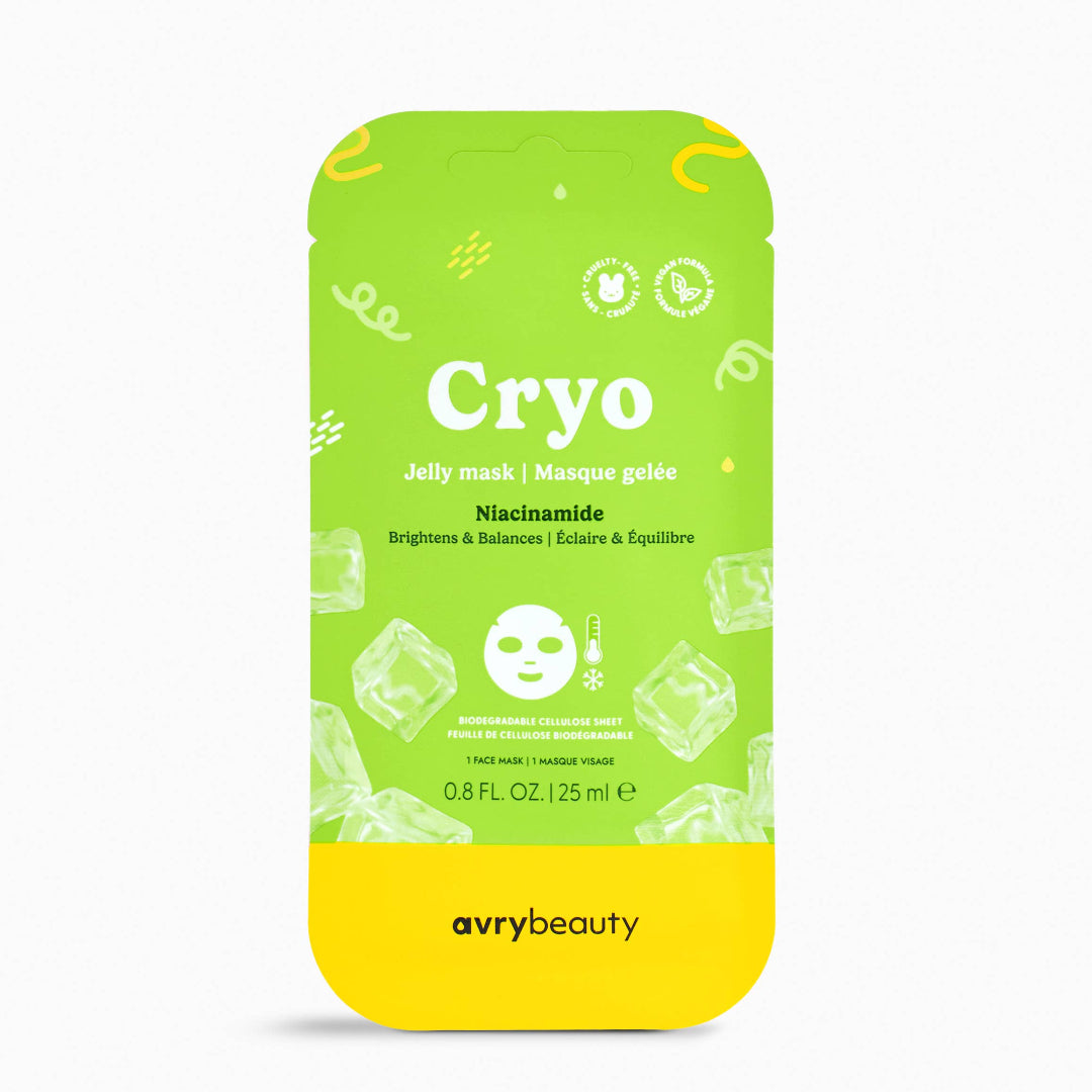 Avry Beauty Cryo jelly mask packaging on a white background